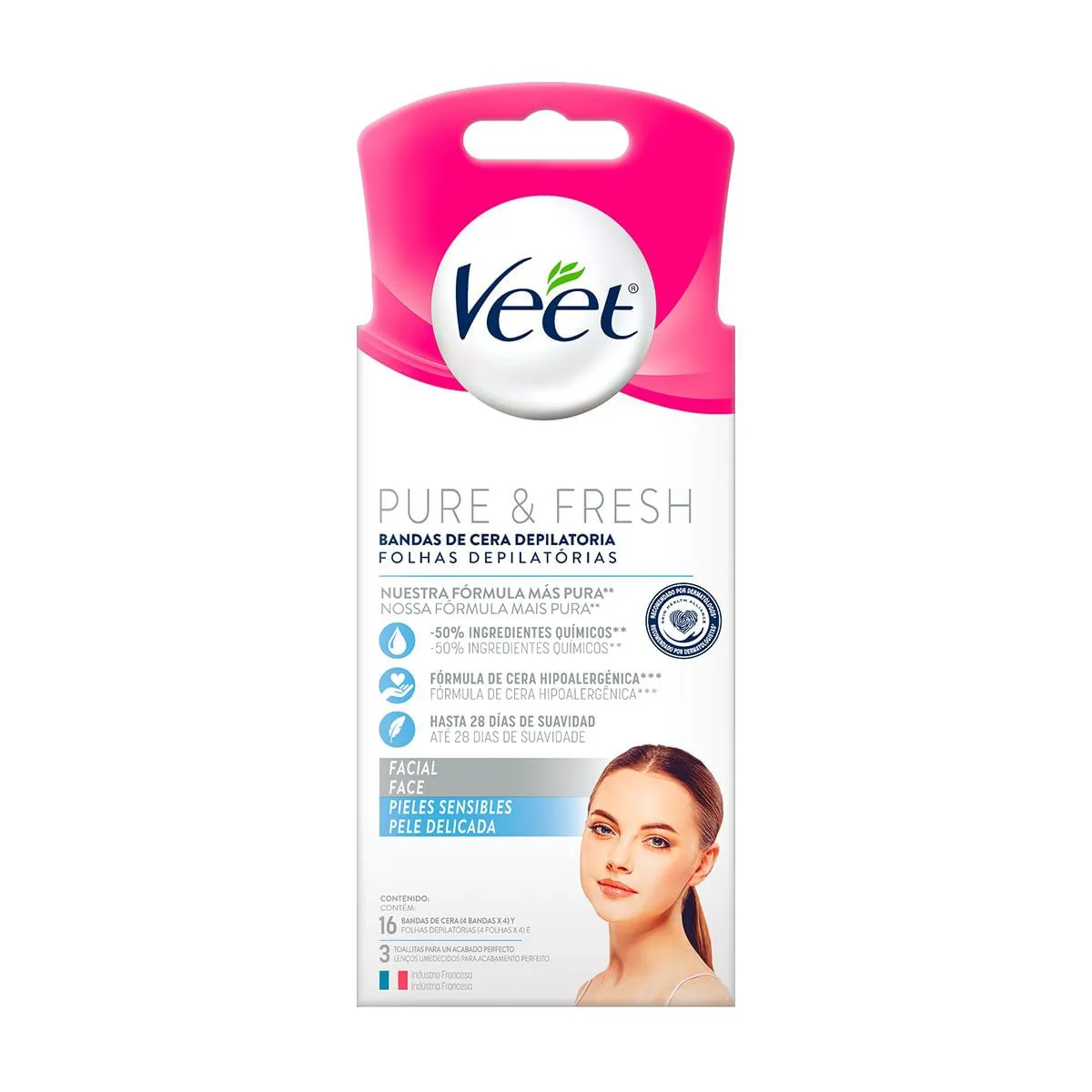 Folhas Para Depilacao Veet Pure E Fresh Com 16 Facial Pele Delicada