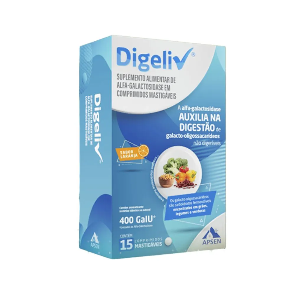 Digeliv Com 15 Comprimidos Mastigaveis 400gaiu Laranja