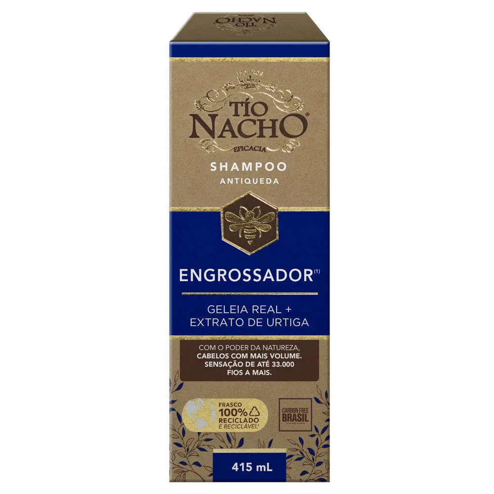 Shampoo Antiqueda Engrossador Geleia Real E Extrato De Urtiga Tío Nacho 415ml