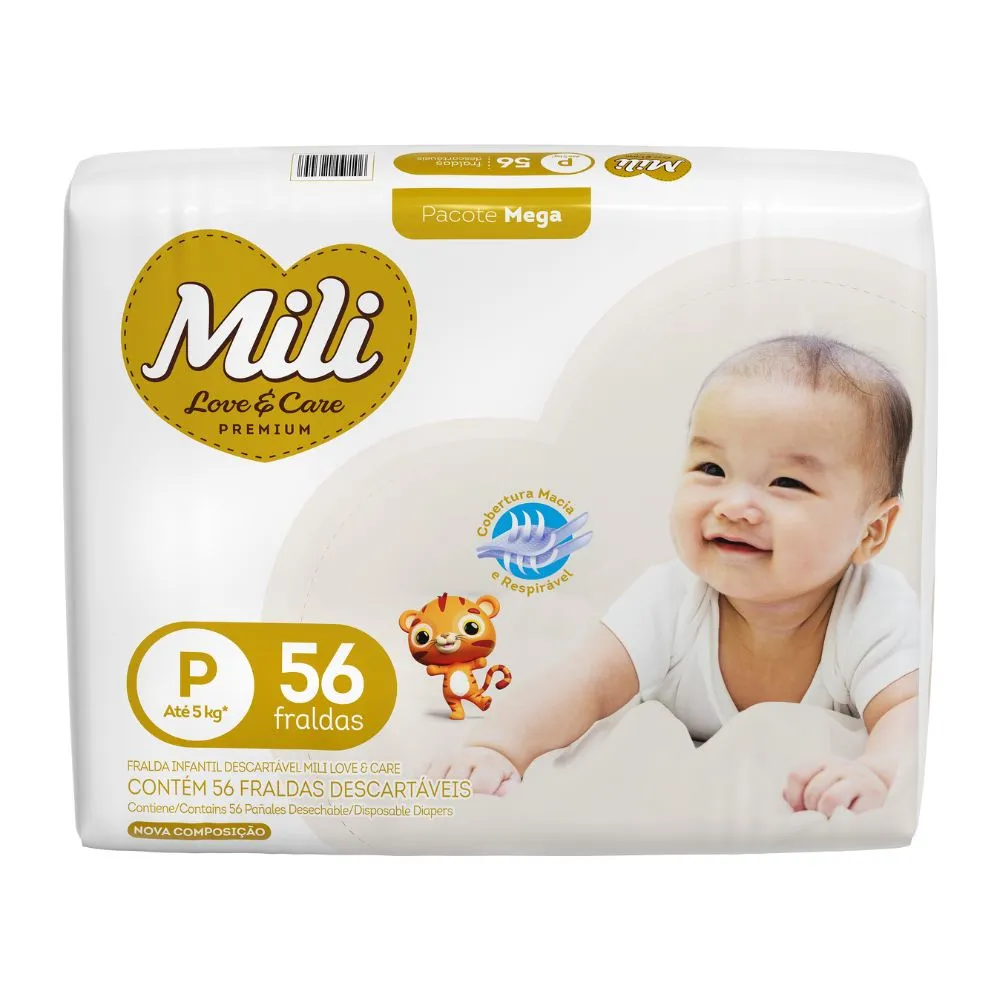 Fralda Mili Love E Care P Mega Com 56 Unidades
