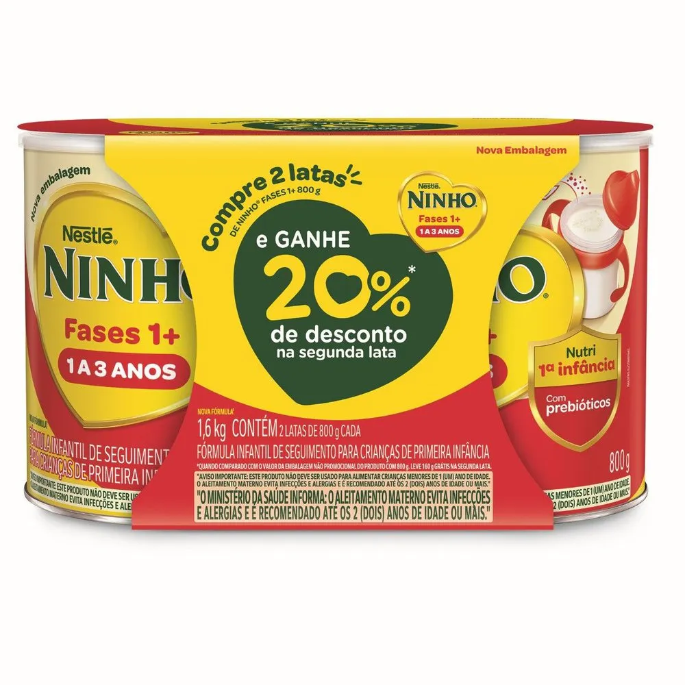 Fórmula Infantil Ninho Fases 1+ 1 A 3 Anos 800g
