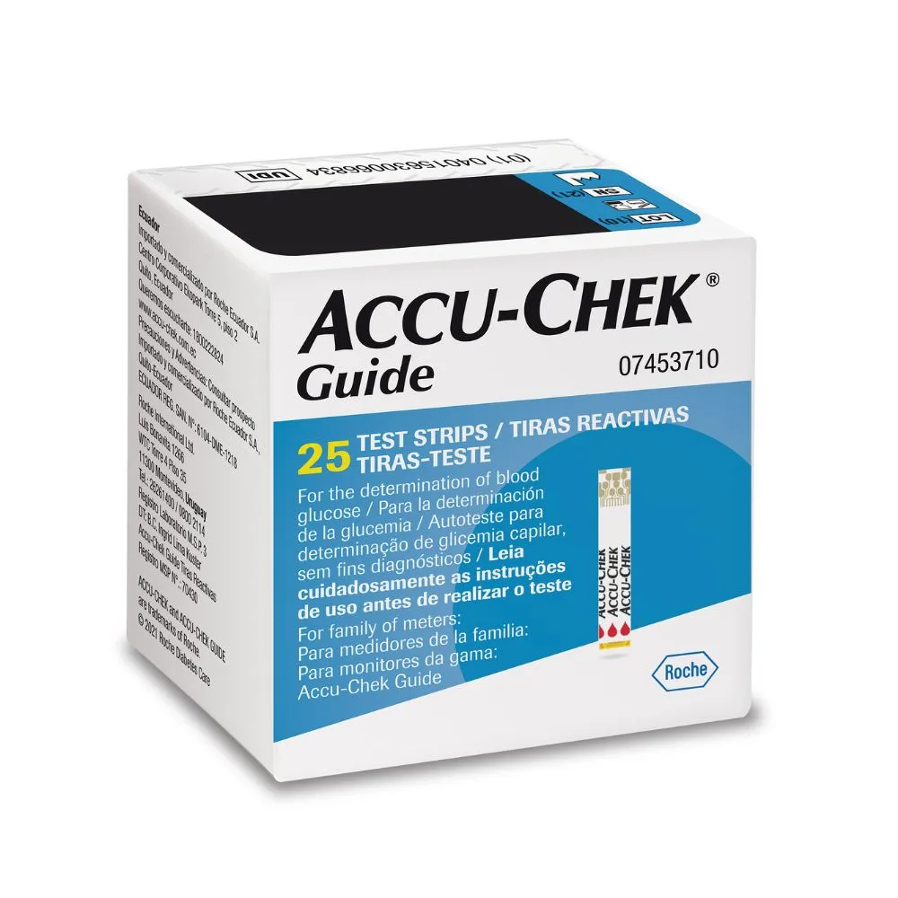 Tira De Teste De Glicose Accu-chek Guide 25 Unidades