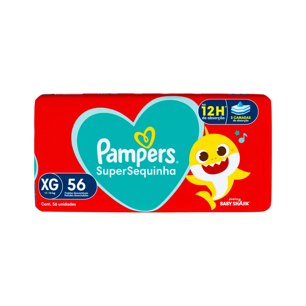 Fralda Pampers Supersequinha Baby Shark Xg 56 Unidades