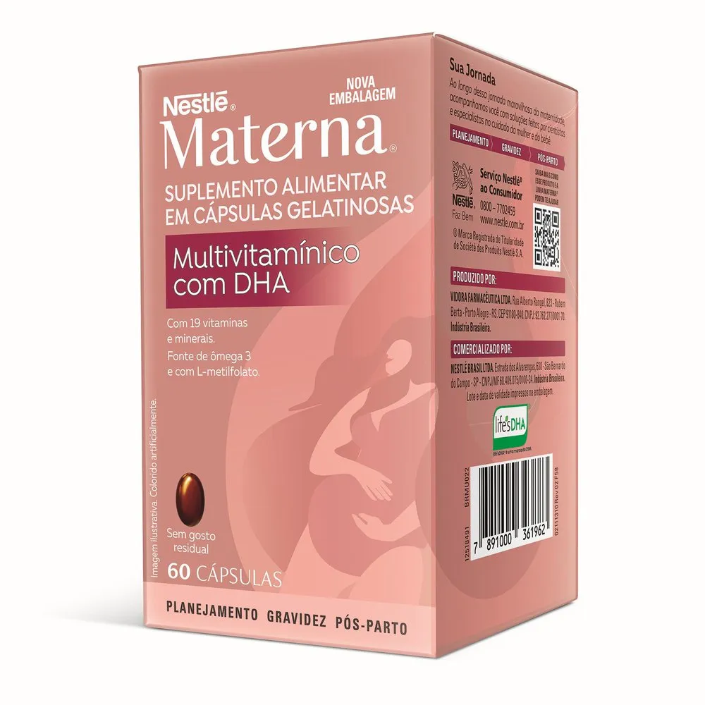 Suplemento Alimentar Materna Multivitamínico Com Dha 60 Cápsulas