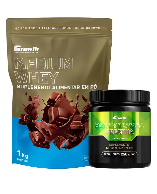 Kit Whey Protein Medium 1kg e Creatina Monohidratada 250g