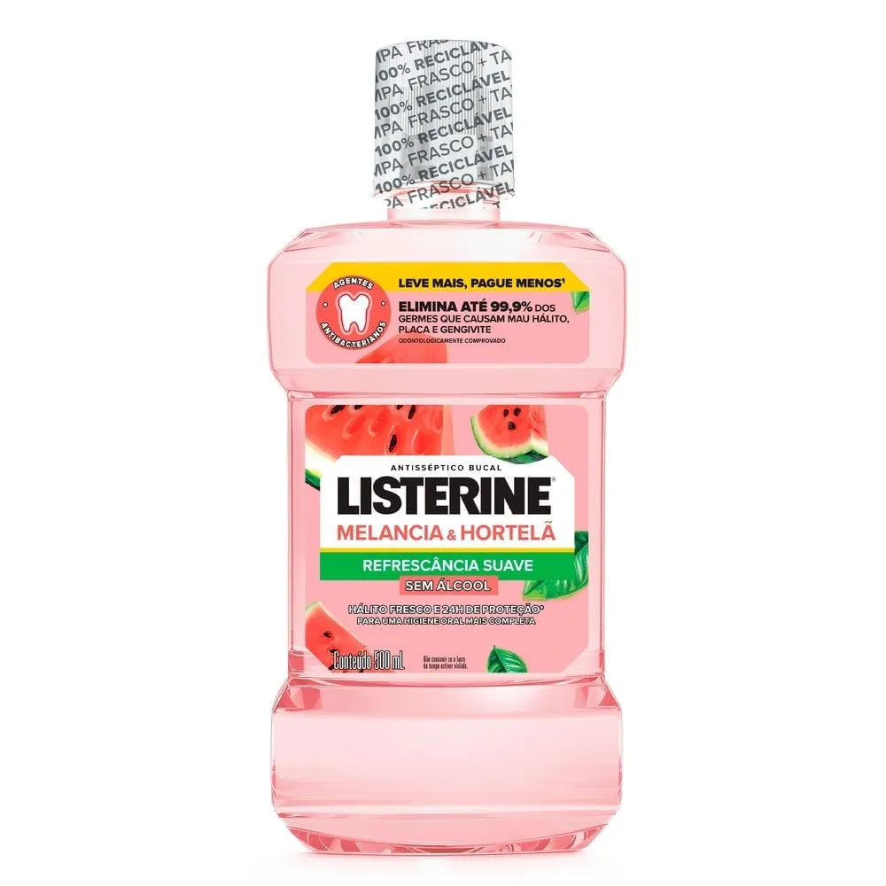 Antisséptico Bucal Listerine Melancia E Hortelã Sem Álcool 500ml