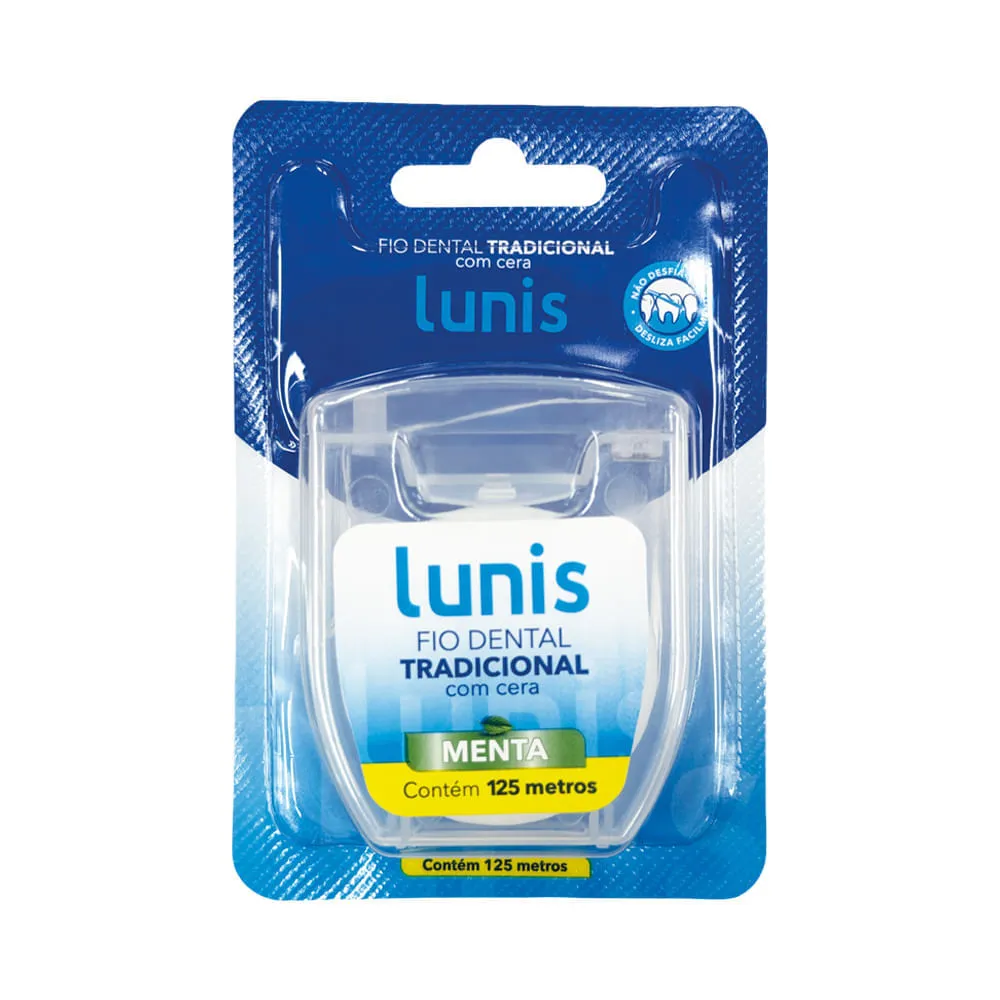 Fio Dental Encerado Lunis Com 125 Metros Sabor Menta