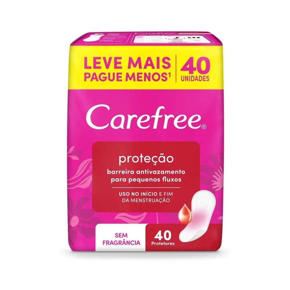 Protetor Diário Carefree Proteção Sem Fragrância 40 Unidades