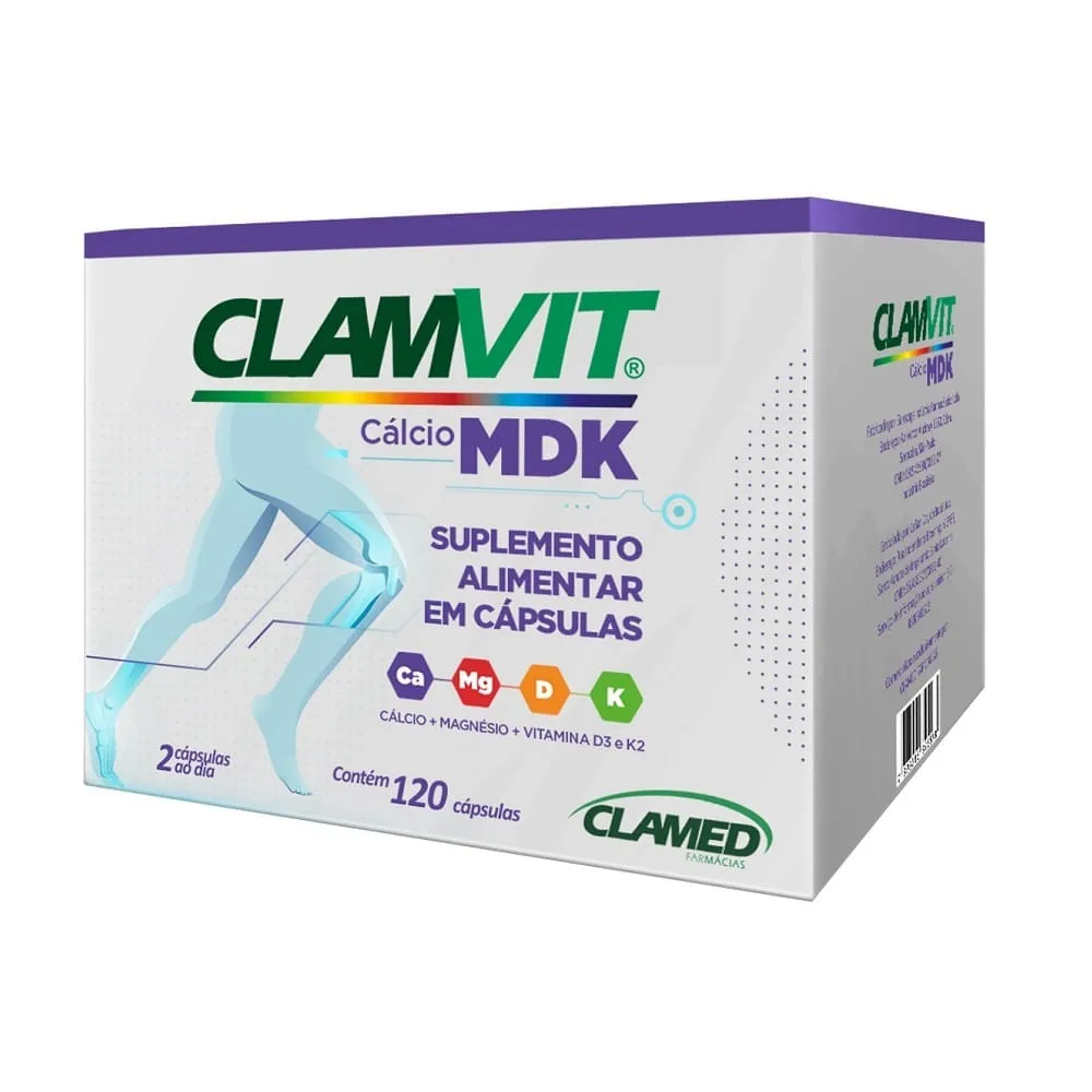 Suplemento Alimentar Clamvit Cálcio Mdk 120 Cápsulas