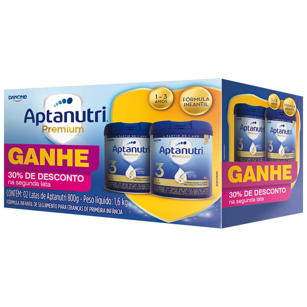 Kit Fórmula Infantil Aptanutri Premium 3 Com 2 Latas De 800g Cada