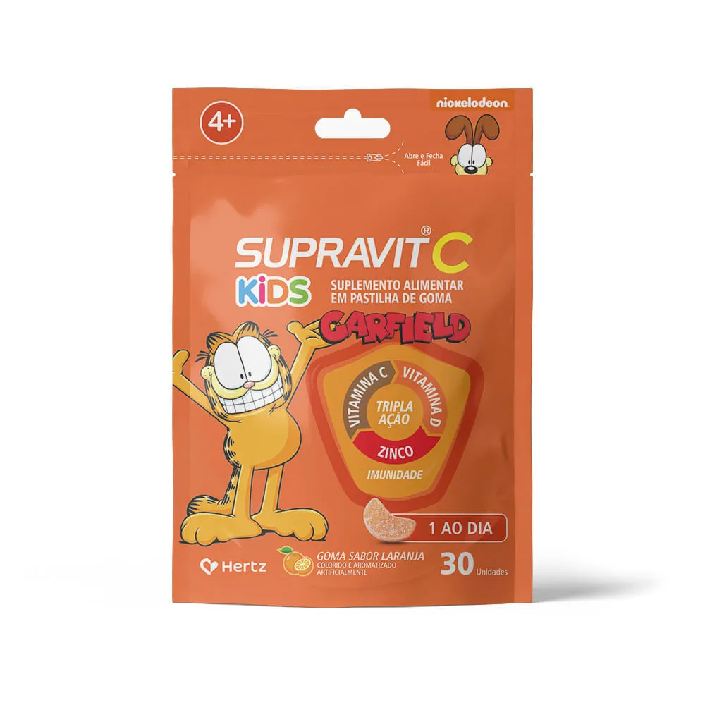 Supravit C Garfield Kids Com 30 Gomas Laranja Tripla Acao