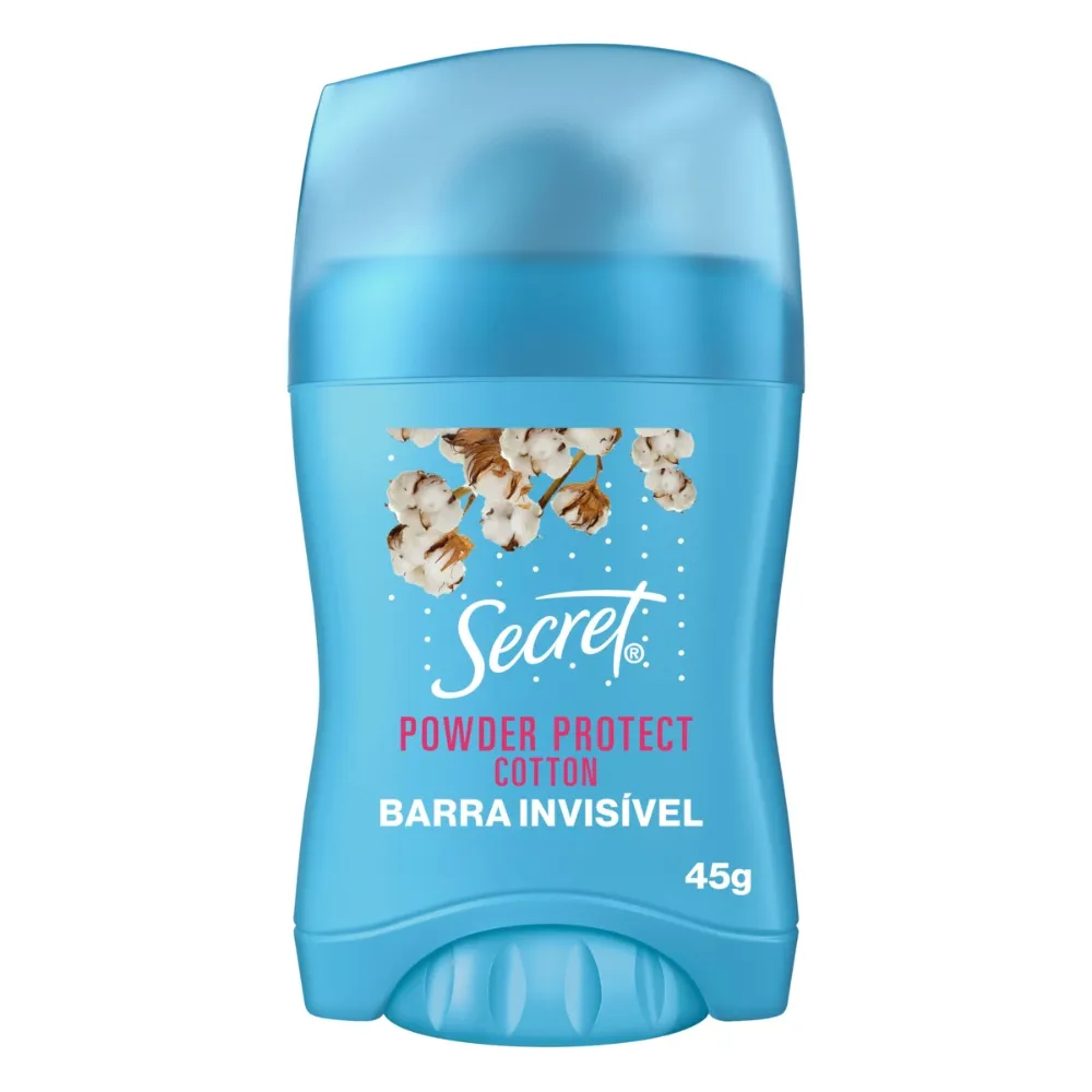 Desodorante Secret Feminino 45gr Stick Powder Protect Barra Cotton