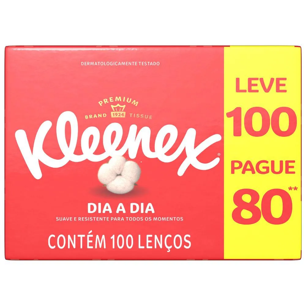 Lenco De Papel Kleenex Dia A Dia Leve 100 Pague 80 Unidades