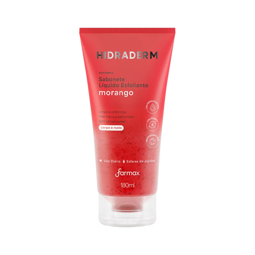 Sabonete Liquido Esfoliante Hidraderm Morango 180ml