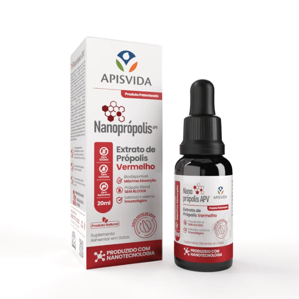 Extrato De Própolis Vermelho Apis Vida Nanoprópolis 20ml