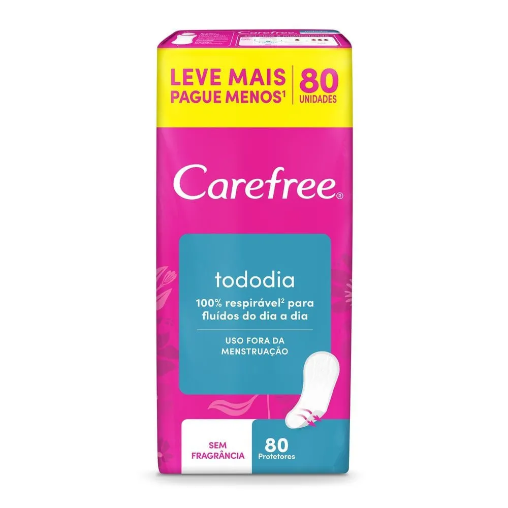 Protetor Diário Carefree Todo Dia Sem Perfume Leve 80 Pague 60
