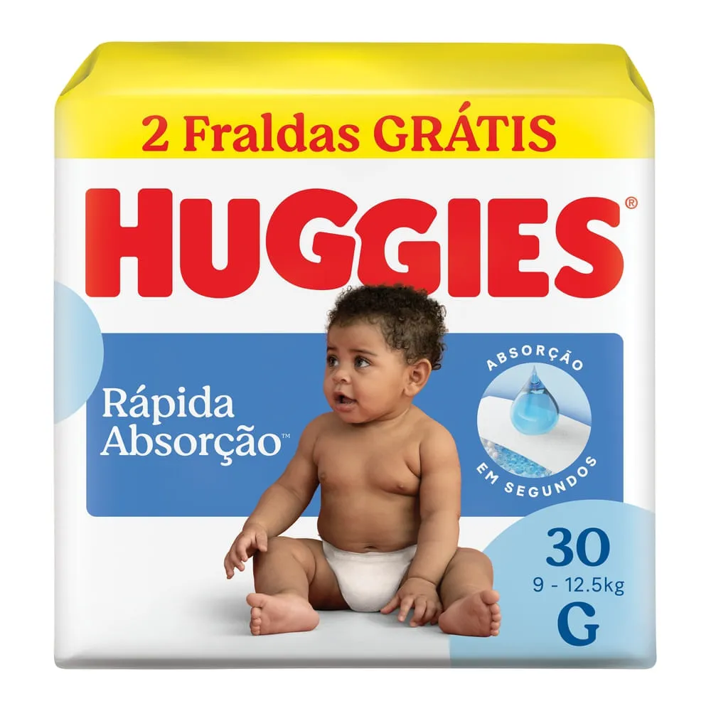 Fralda Huggies G Rápida Absorção 30 Unidades