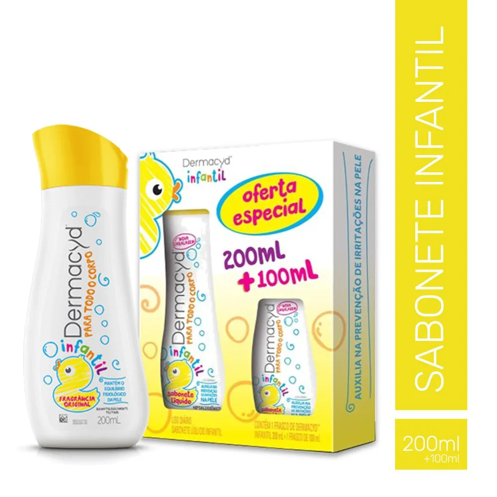 Kit Dermacyd Infantil Sabonete Líquido 200ml + Frasco 100ml