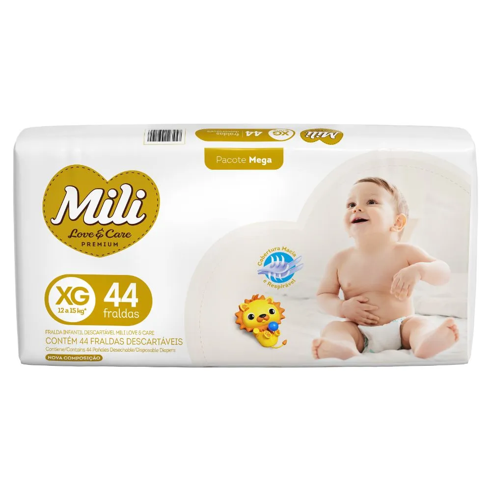 Fralda Mili Love E Care Xg Mega Com 44 Unidades