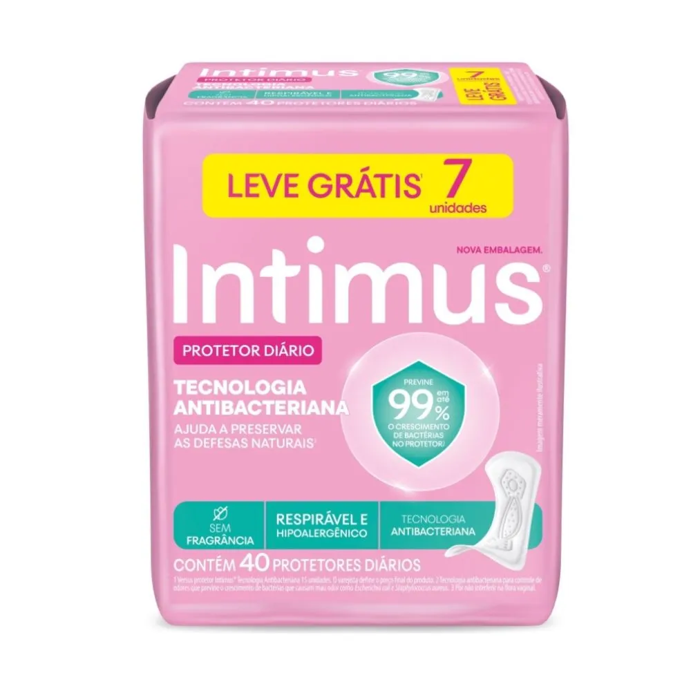 Protetor Díário Intimus Tecnologia Antibacteriana 40 Unidades