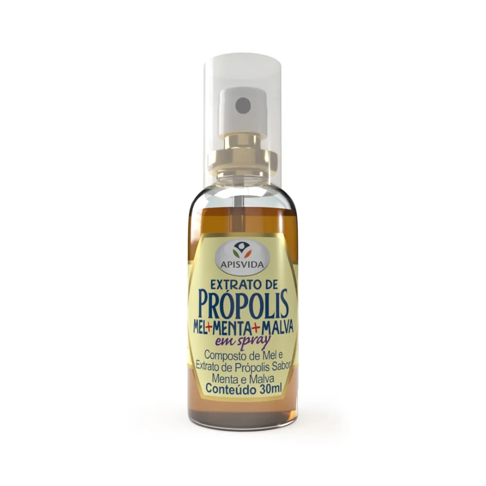 Spray Para Garganta Extrato De Própolis Sabor Menta E Malva Apis Vida 30ml