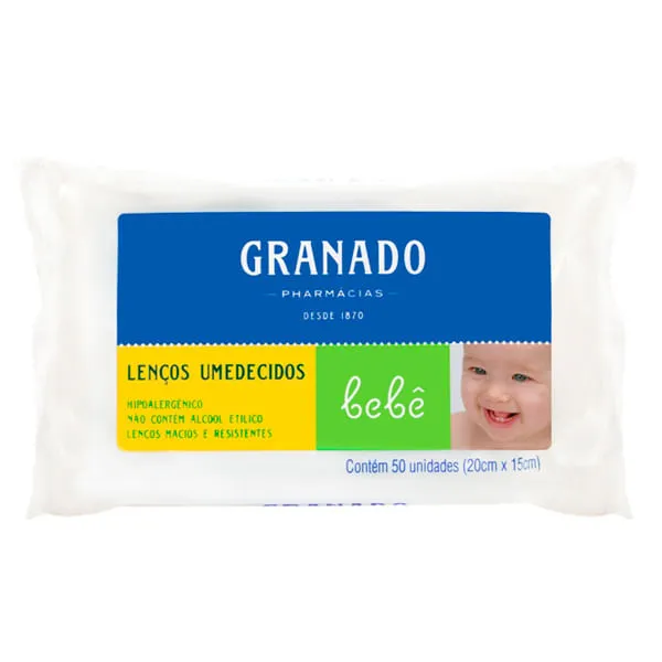Lenços Umedecidos Granado Bebê Com 50 Unidades
