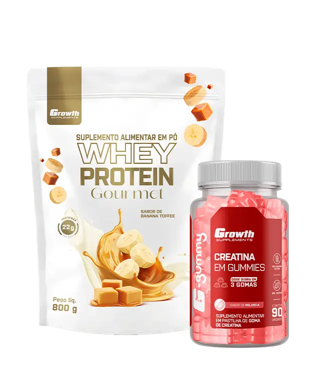 Kit Whey Gourmet Banana Toffee 800g + Creatina G-Gummy