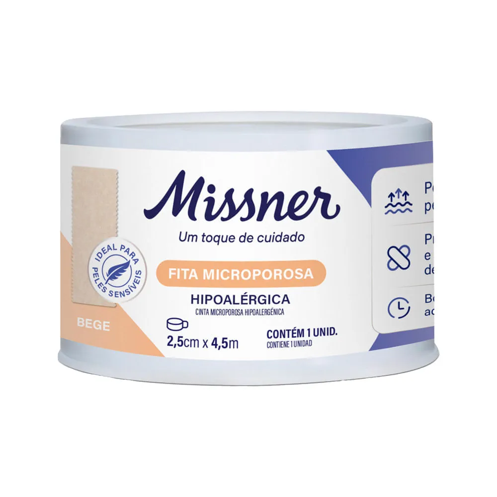 Fita Microporosa Missner 2,5cmx4,5m Bege