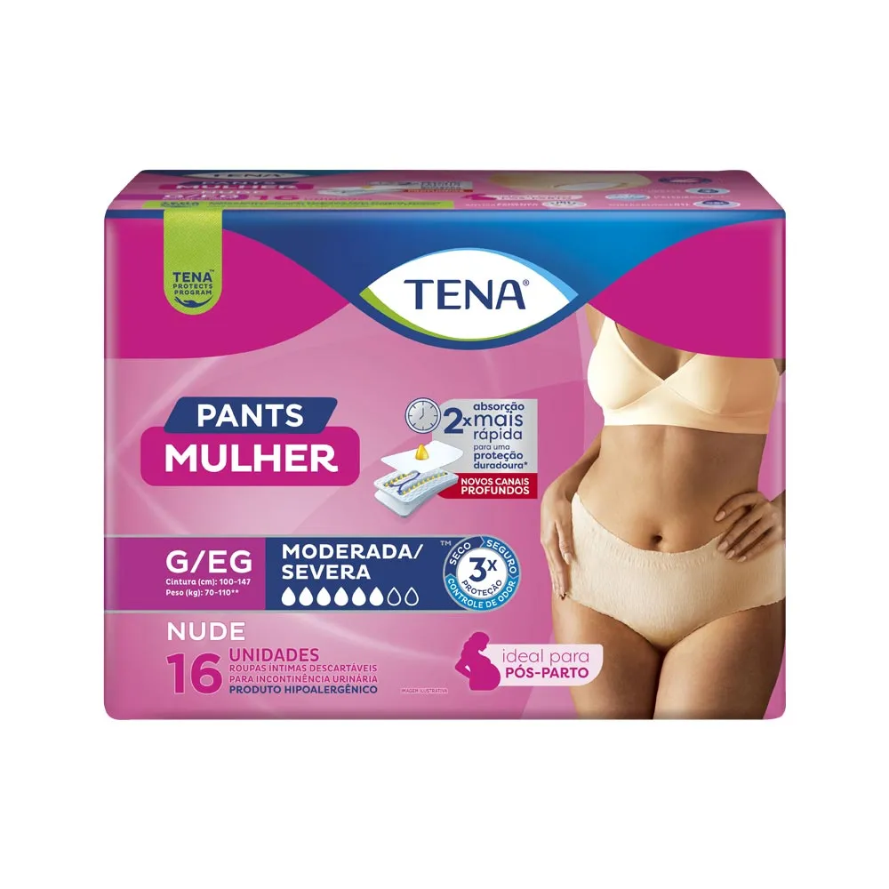Roupa Intima Tena Pants Mulher Nude Moderada/severa Com 16 Unidades Tam.g/eg