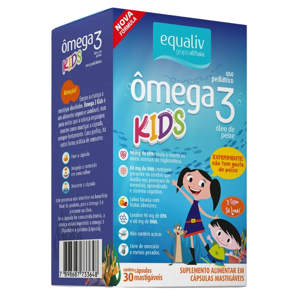 Suplemento Alimentar Omega 3 Equaliv Kids Laranja 30 Capsulas Mastigaveis