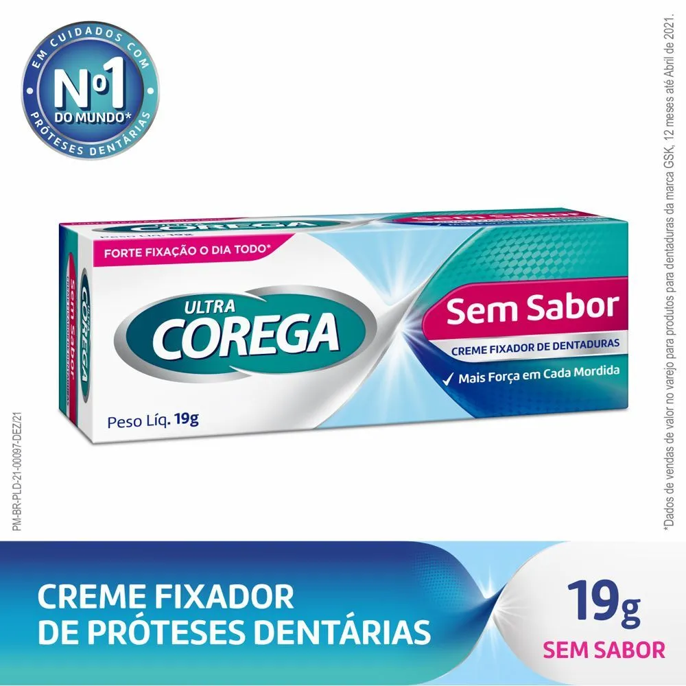 Ultra Corega Creme Fixador De Dentadura Com Bico De Precisão Sem Sabor 19/20g