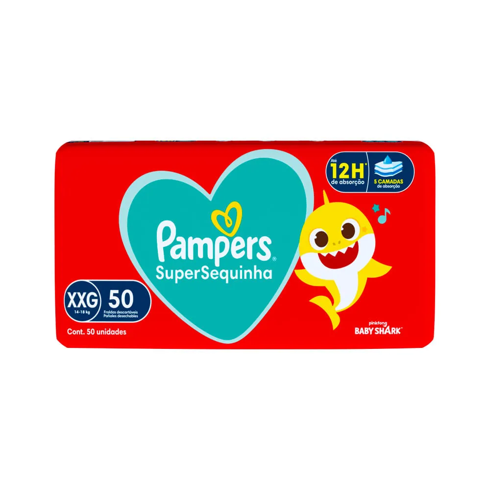 Fralda Pampers Supersequinha Baby Shark Xxg 50 Unidades