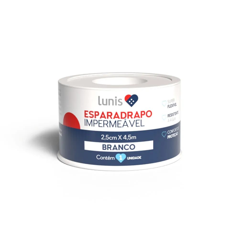 Esparadrapo Impermeável Lunis Branco 2,5cm X 4,5m