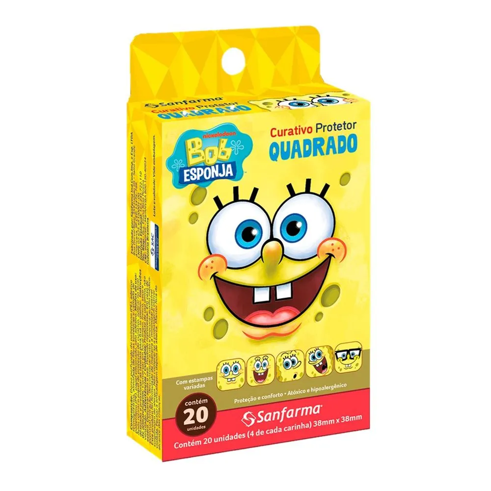 Curativo Sanfarma Bob Esponja Quadrado 20 Unidades