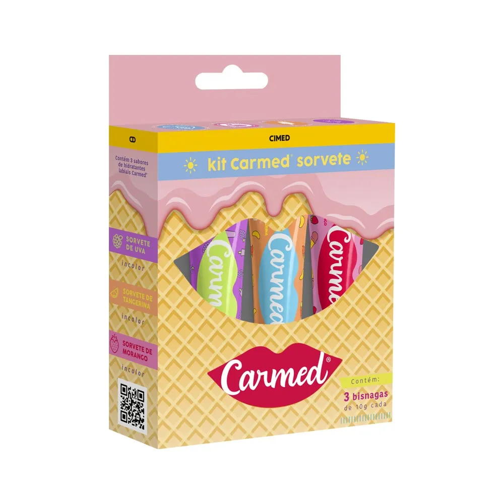 Kit Hidratante Labial Carmed Sorvete 10g 3 Unidades