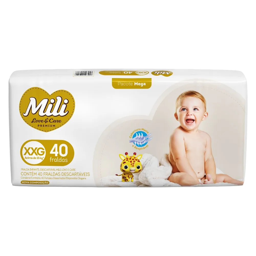 Fralda Mili Love E Care Xxg Mega Com 40 Unidades