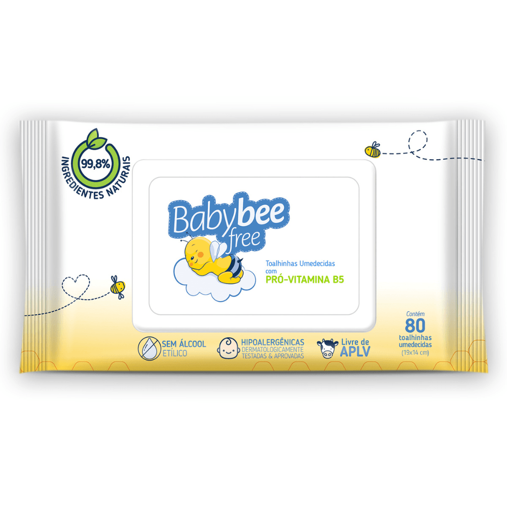 Toalha Umedecida Baby Bee Free Com 80 Pro Vitamina B5