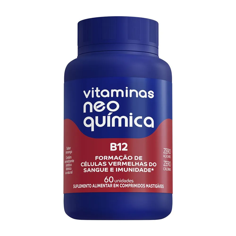 Vitamina B12 Neo Quimica Com 60 Comprimidos Mastigaveis Sabor Morango