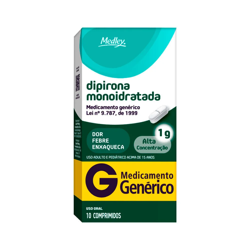 Dipirona Medley Com 10 Comprimidos 1g Genérico