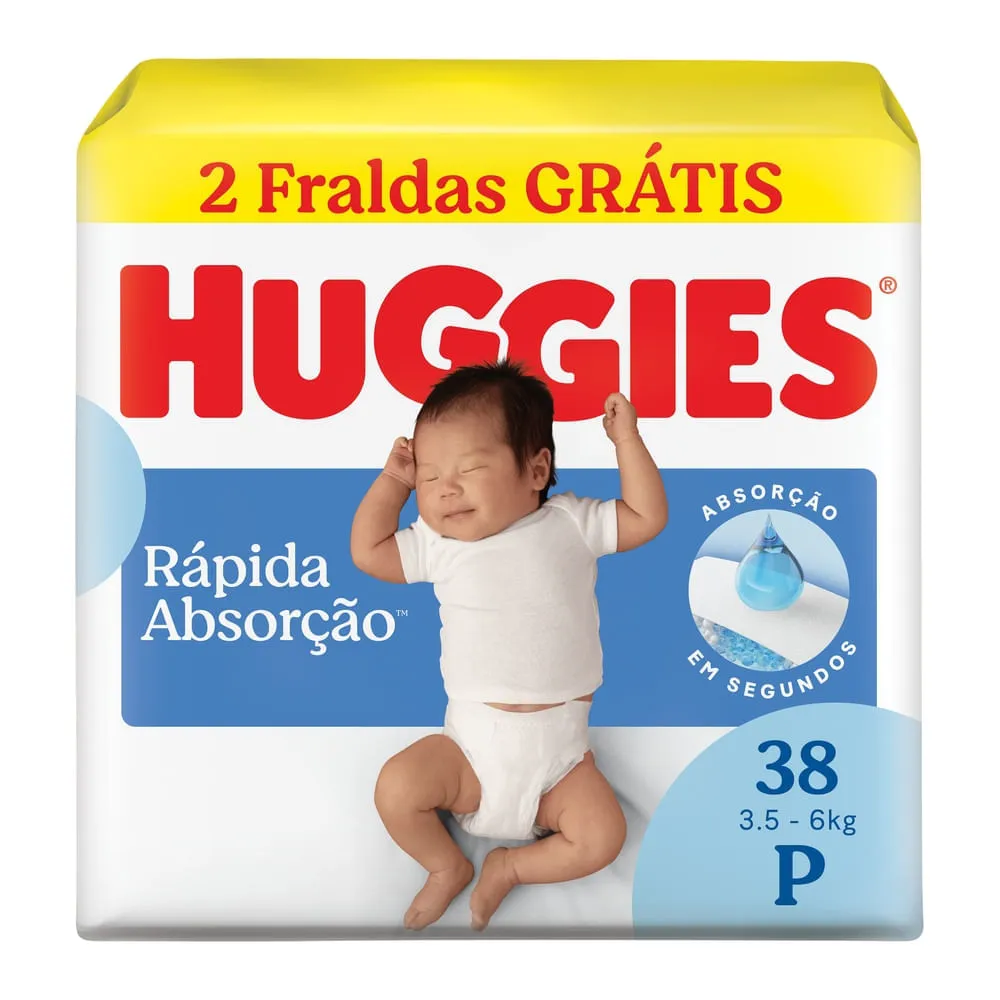 Fralda Huggies P Rápida Absorção 38 Unidades
