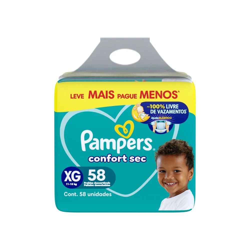 Fralda Pampers Confort Sec Xg Super Fortebag Com 58 Unidades Leve Mais  Pague Menos Especial
