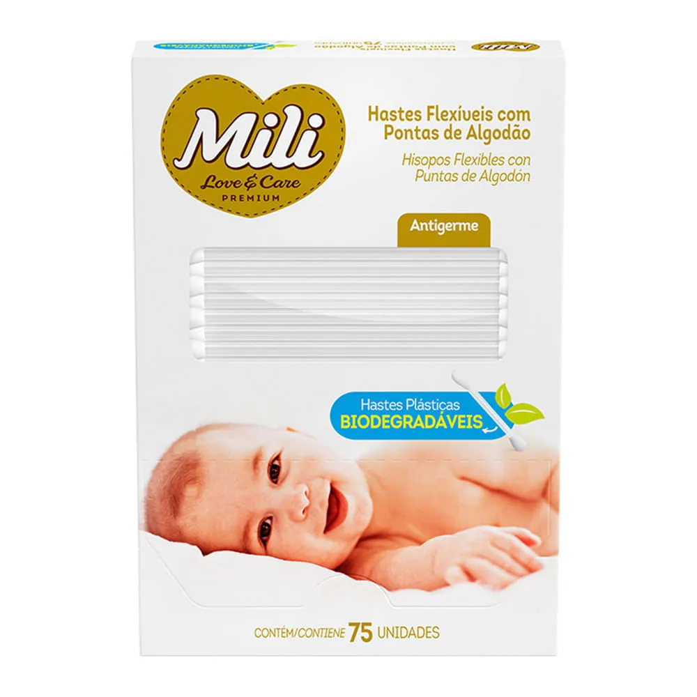 Hastes Flexíveis Biodegradáveis Mili Com 75 Unidades