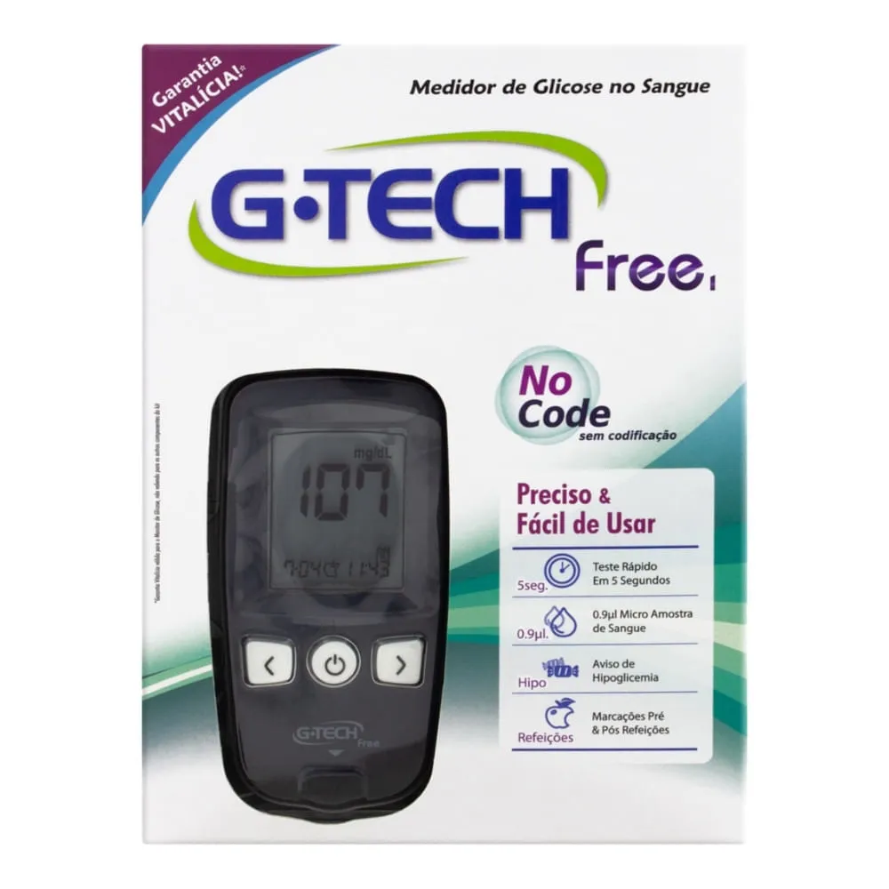 Kit Medidor De Glicose No Sangue G-tech Free