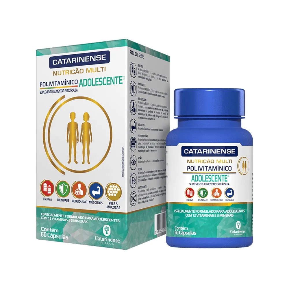 Polivitamínico Adolescente Catarinense Nutrição Com 60 Cápsulas