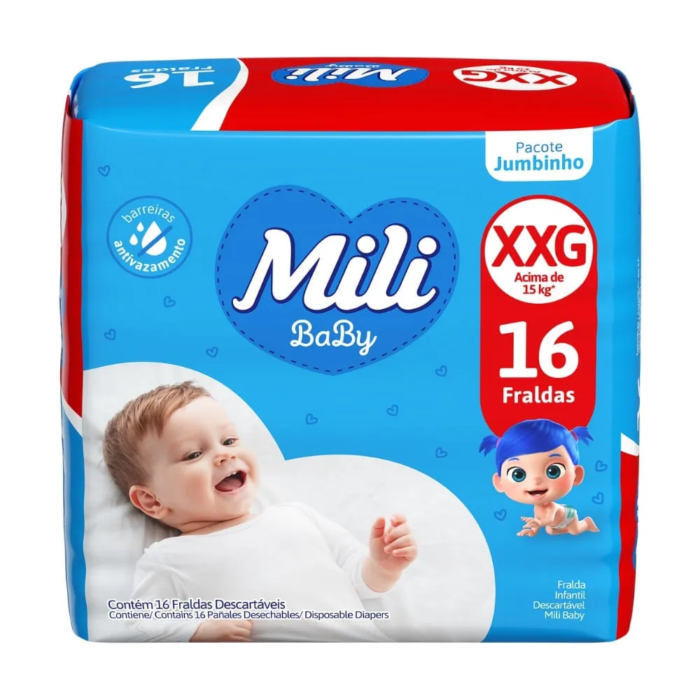 Fralda Mili Ultra Seca Xxg Jumbinho 16 Unidades