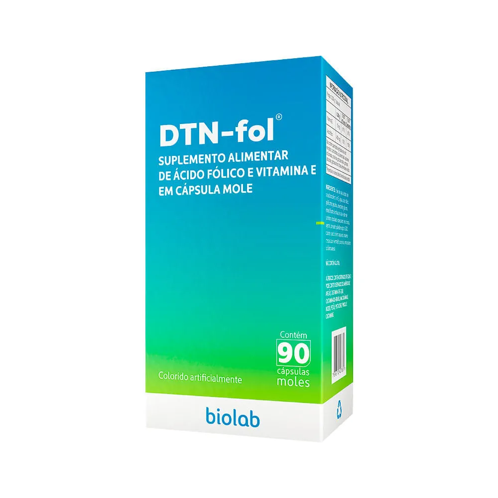 Suplemento Alimentar De Ácido Fólico E Vitamina E Dtn-fol 90 Cápsulas