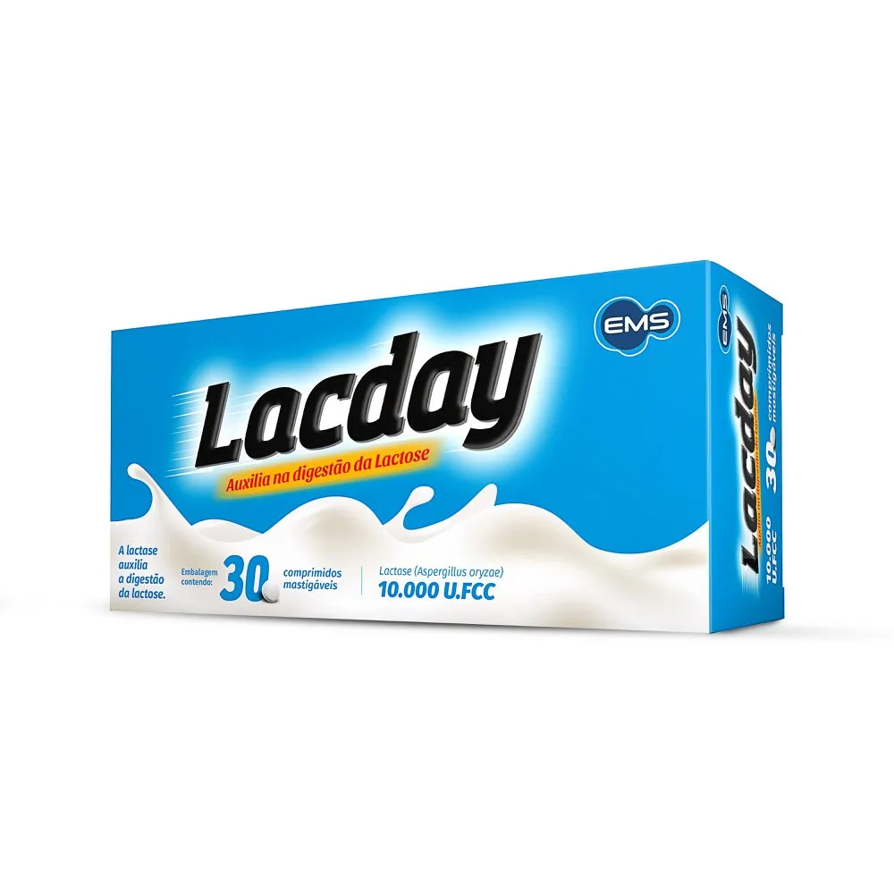 Enzima Lactase Lacday 10.000u.fcc 30 Comprimidos Mastigáveis